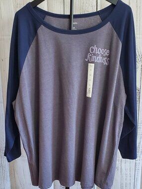 Sonoma Goods For Life Plus Size 3/4 Sleeve Baseball Graphic Tee Size 3X NWT